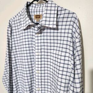 Foundry Shirt Size XL Tall White Black color Plaid Long sleeve